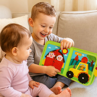 Lärande gårdsberättelsebok för småbarn | Aktivitetsbok i mjuk filt för djurinlärning och finmotorik