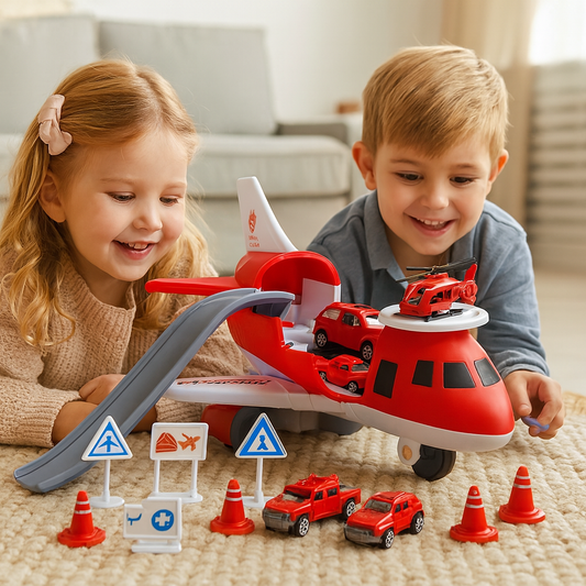 Leksaksset med flygplan och fordon