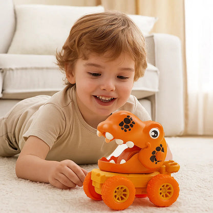 Tryck & kör dino-monstertruckar