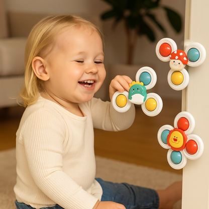 Söta snurrleksaker med sugpropp för bebisar – 3-pack