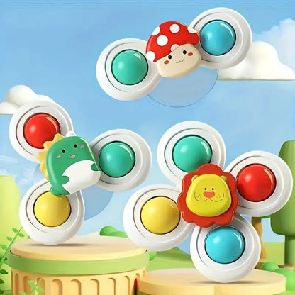 Söta snurrleksaker med sugpropp för bebisar – 3-pack