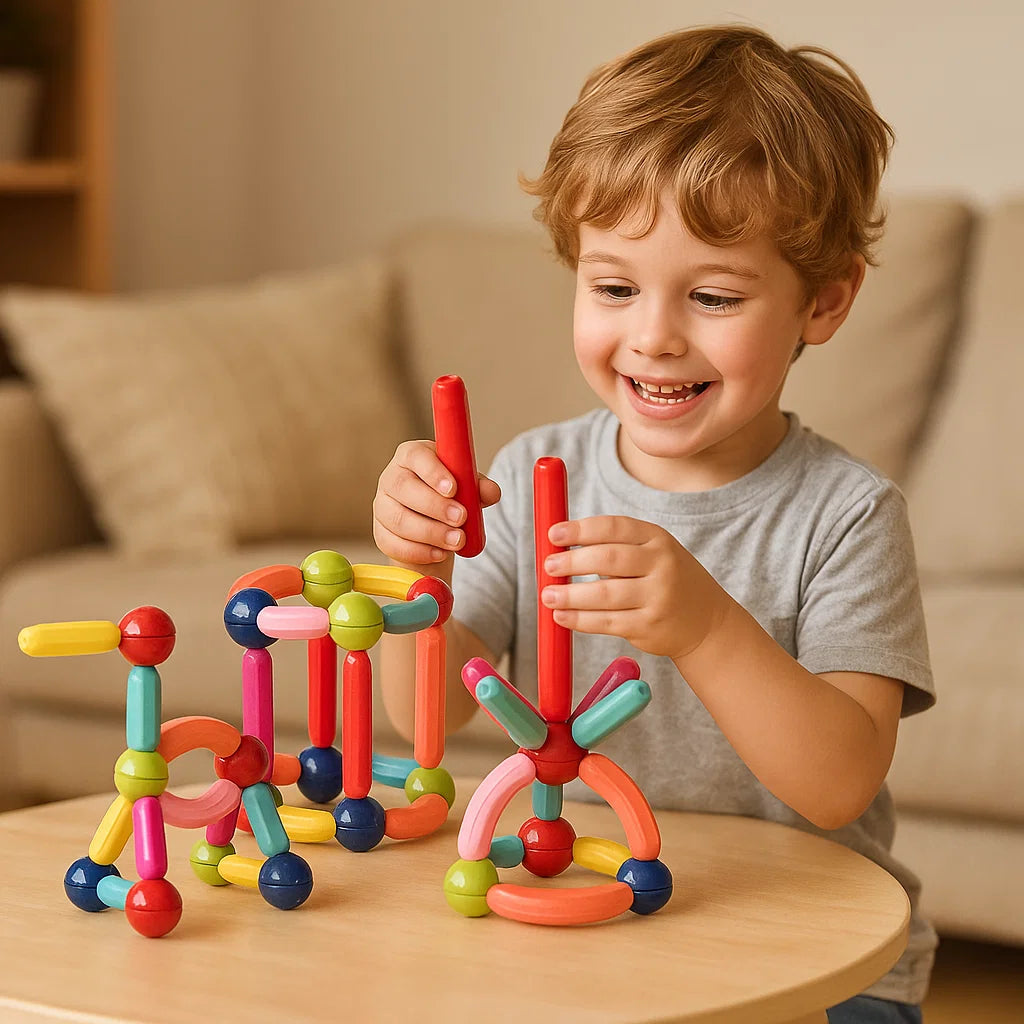 Magnetisk byggsats för barn | Färgglad byggleksak för kreativitet , STEM-lärande och motoriska färdigheter