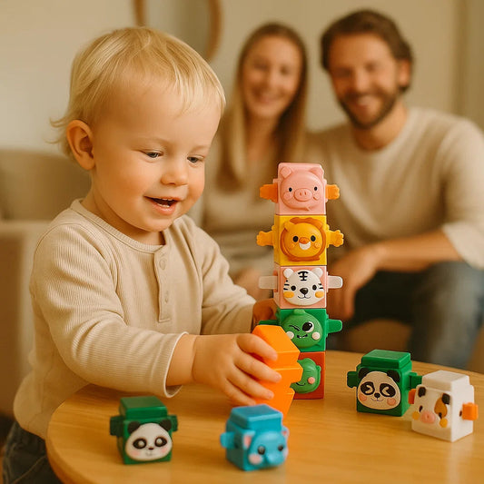 Pedagogiskt Montessori djurstaplingsbyggleksak