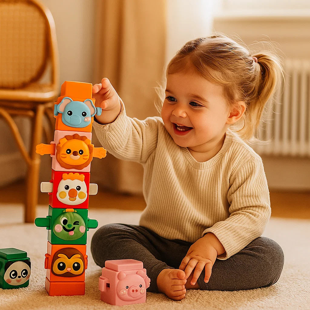 Pedagogiskt Montessori djurstaplingsbyggleksak