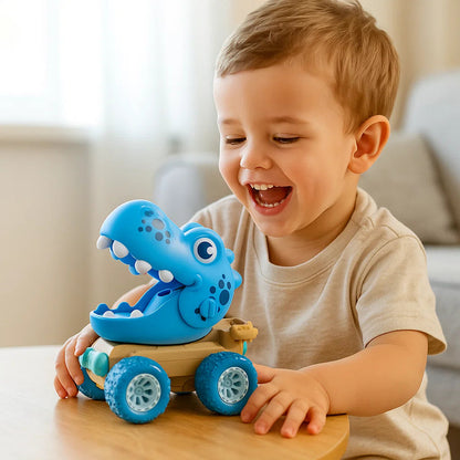 Tryck & kör dino-monstertruckar