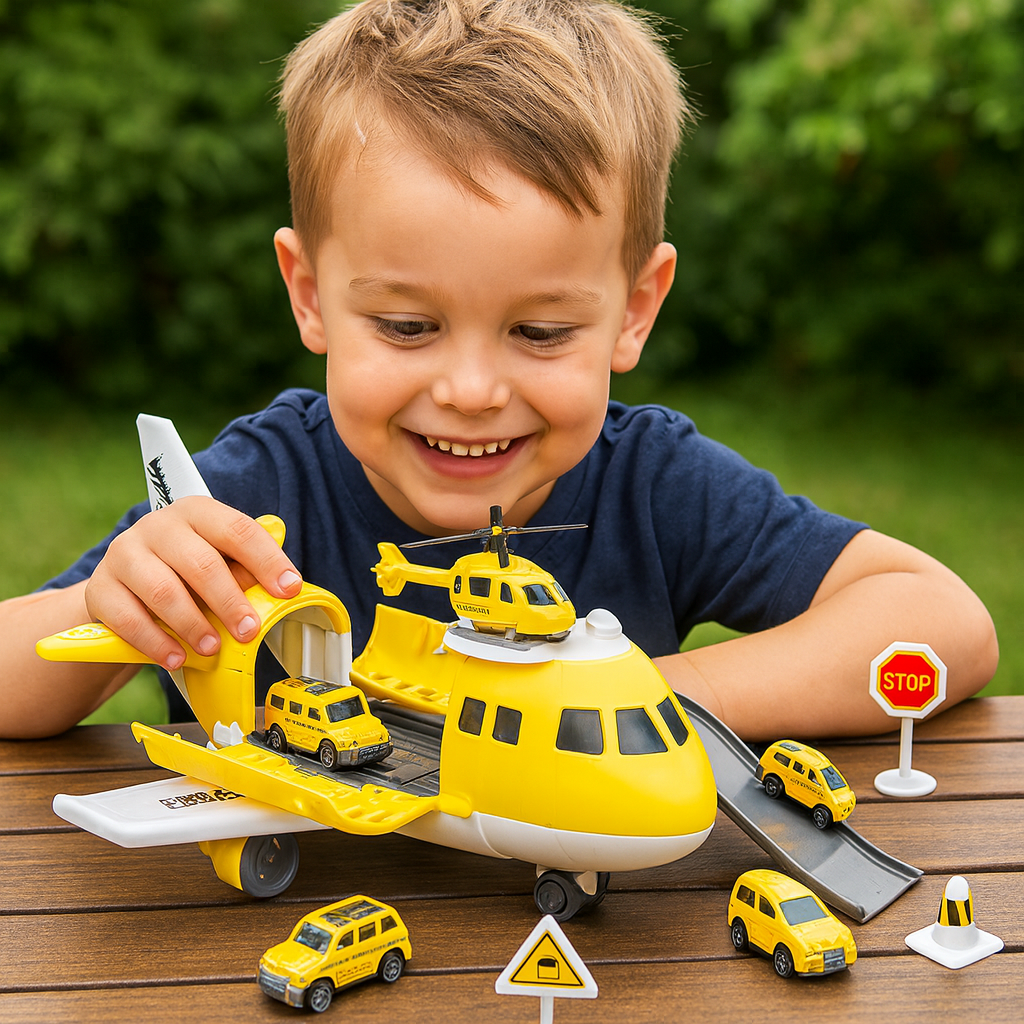 Leksaksset med flygplan och fordon