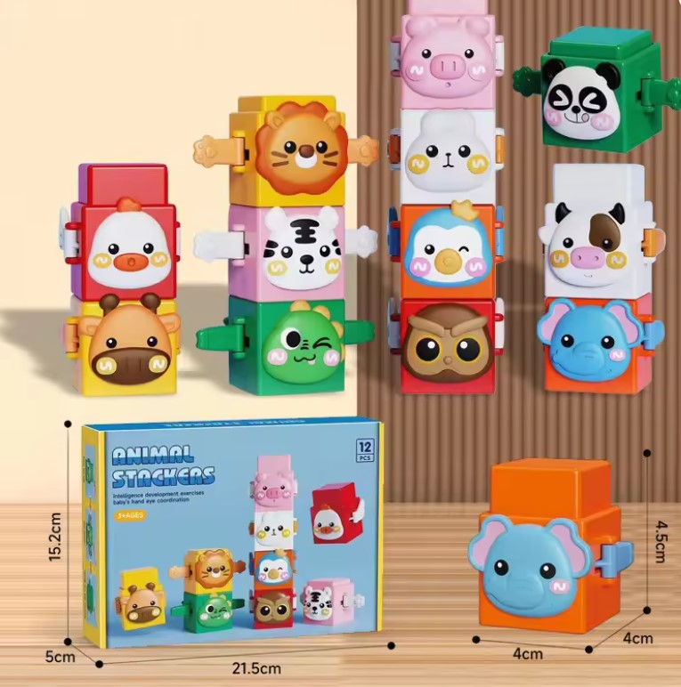 Pedagogiskt Montessori djurstaplingsbyggleksak