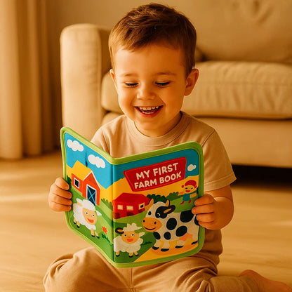 Lärande gårdsberättelsebok för småbarn | Aktivitetsbok i mjuk filt för djurinlärning och finmotorik