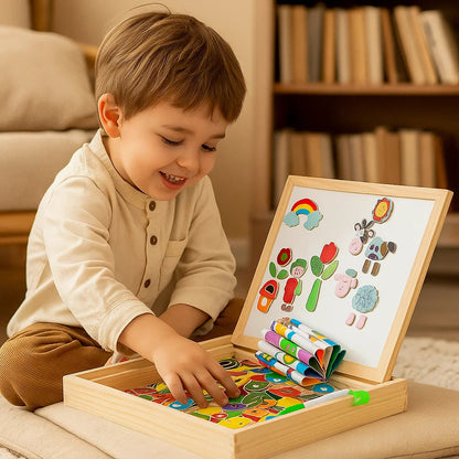 Magnetisk pusselbräda för barn | Kreativ inlärningsleksak med funktioner för ritning och formmatchning