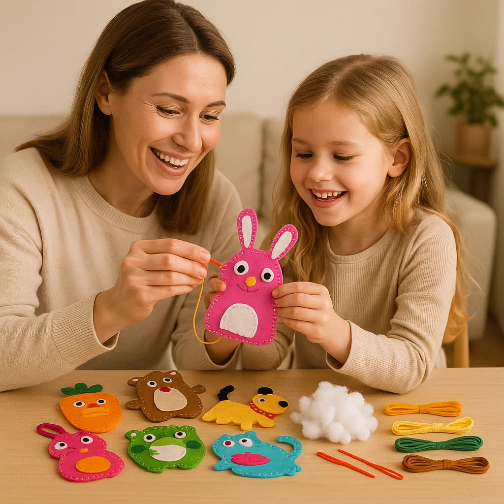 Säkert filt-djursset för att sy själv