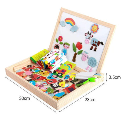 Magnetisk pusselbräda för barn | Kreativ inlärningsleksak med funktioner för ritning och formmatchning