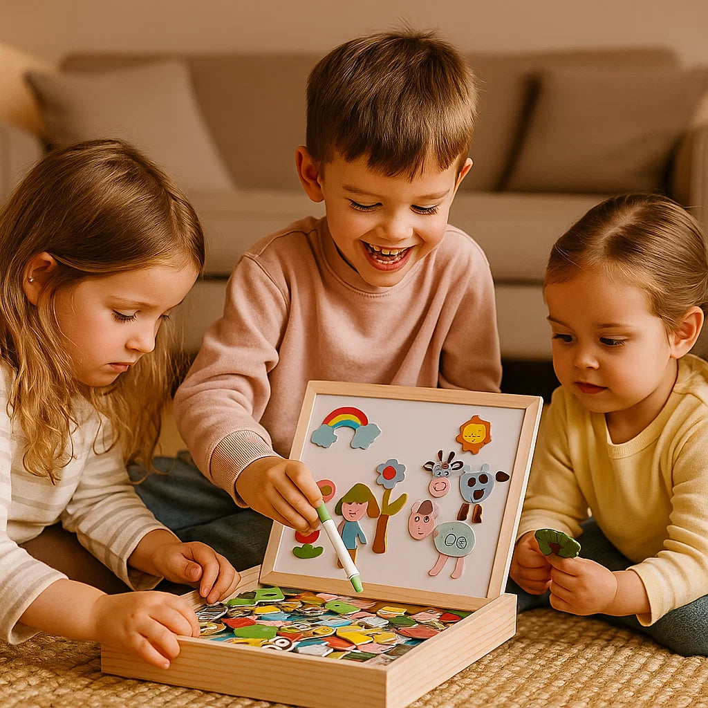 Magnetisk pusselbräda för barn | Kreativ inlärningsleksak med funktioner för ritning och formmatchning