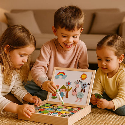 Magnetisk pusselbräda för barn | Kreativ inlärningsleksak med funktioner för ritning och formmatchning