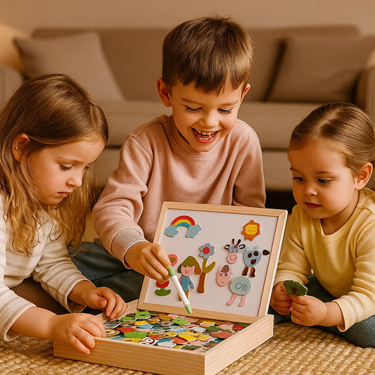 Magnetisk pusselbräda för barn | Kreativ inlärningsleksak med funktioner för ritning och formmatchning