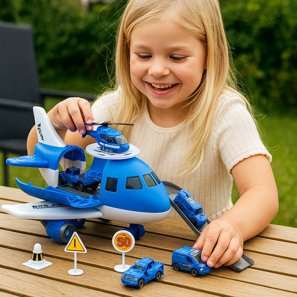 Leksaksset med flygplan och fordon