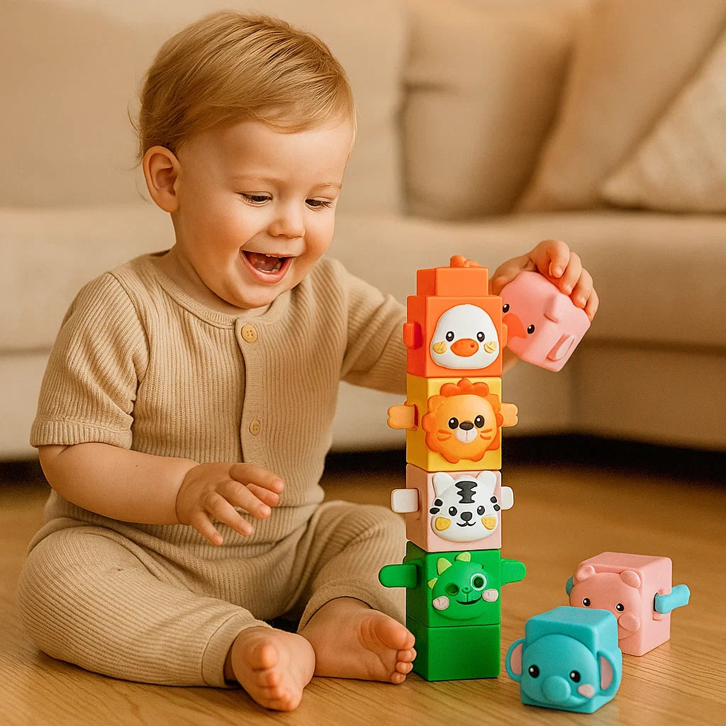 Pedagogiskt Montessori djurstaplingsbyggleksak