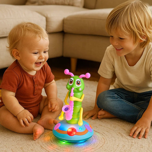 Musikalisk krypleksak för spädbarn | Snurrande larv med ljus och ljud för tidig inlärning och rolig rörelse